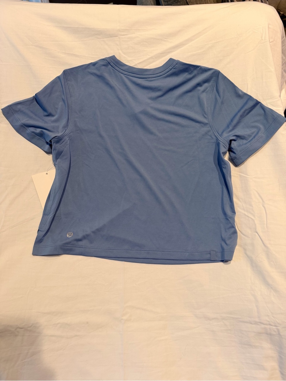lululemon Dusty Blue Short Sleeve Cropped Athletic Top - Picture 6 of 6